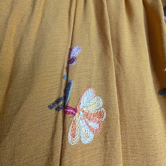 Mustard Yellow Wide Boho SzM, Runs Sm! Pls See Pics Embroidered 3D allover pants - Picture 13 of 16